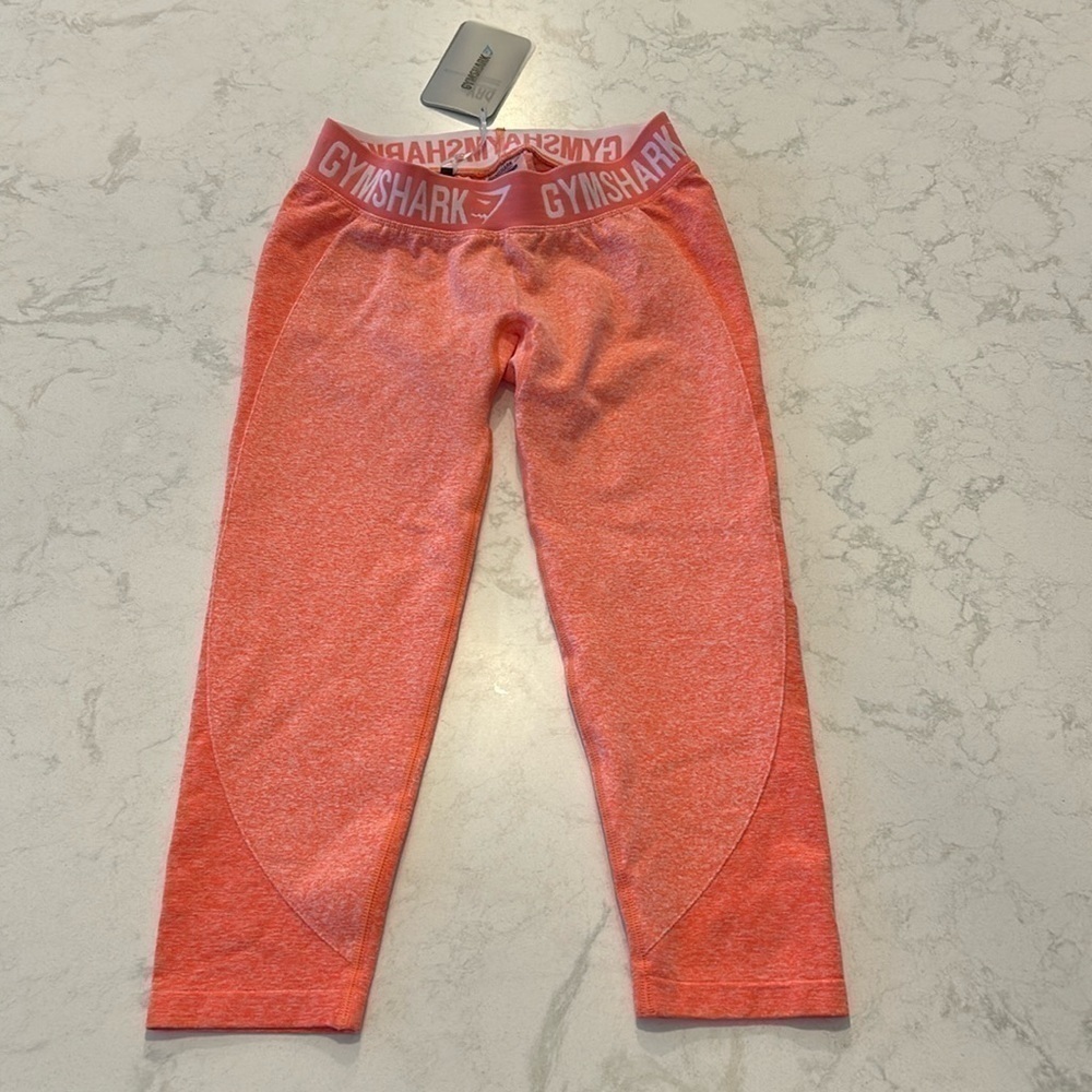 GYMSHARK FLEX V3 Cropped Leggings Peach Coral Small NWT!